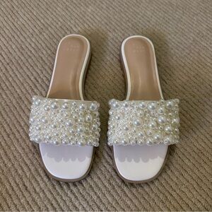a new day Pearl Embellished White Sandals